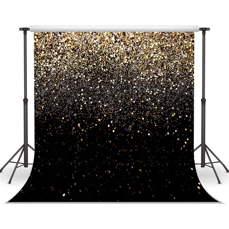 WOLADA Black and Gold Backdrop Golden Glitter Backdrop for Photography Wedding Birthday Baby Shower Party Photo Studio 8x8FT 11176 - Image 2